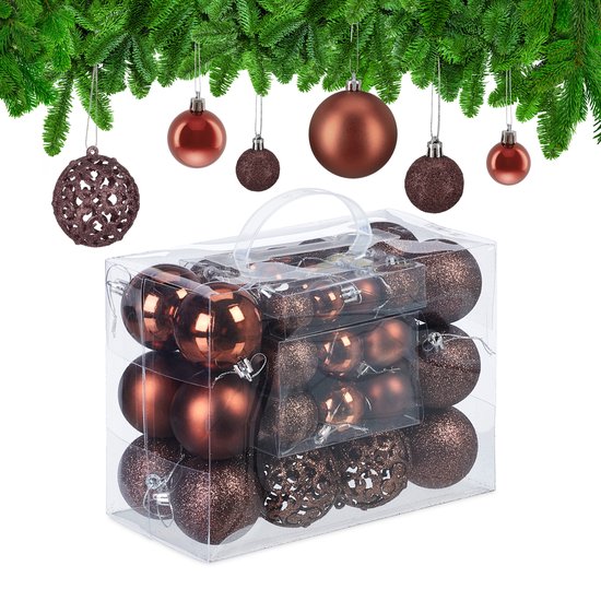boules - lot de 50 - incassables - plastique - ∅ 3, 4 & 6 cm - marron