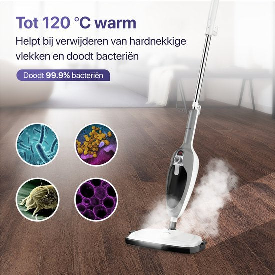 LUMAN 12 en 1 Nettoyeur à vapeur et sèche-mains - Nettoyeur de tapis - Nettoyeur de taches - Avec 10 accessoires et 3 chiffons en microfibre - Nettoie le sol, le canapé, la salle de bain et le tapis - Gris