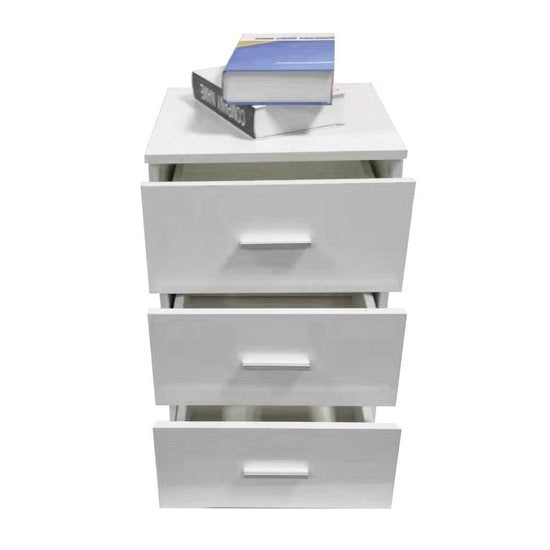 Table de chevet meuble d'entrée 3 tiroirs 63 cm de haut blanc