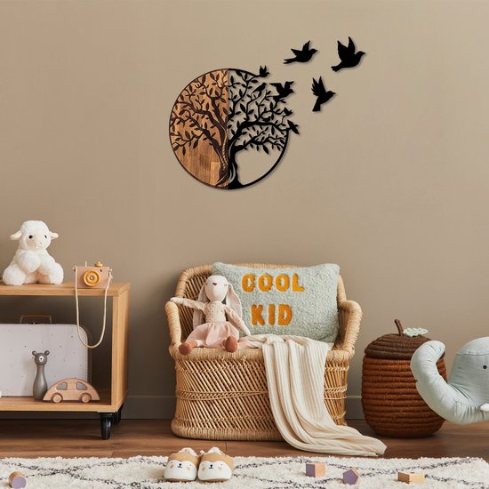 Décoration intérieure - Accessoire mural décoratif en bois noyer noir - Bel accessoire de maison - Dimensions 92x3x71cm