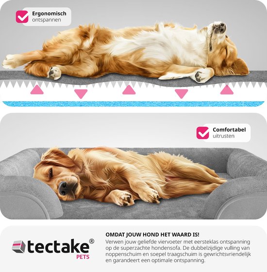 tectake® dog bed - coussin pour chiens de grande et moyenne taille - moelleux et lavable - panier pour chien avec mousse à mémoire de forme - box pour chien - chaise longue pour chien - panier pour chien - coussin pour chien L (91 x 68 x 18 cm)