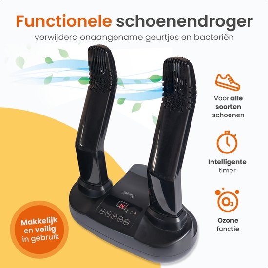 Goliving Séchoir à chaussures Ozone - 40 x 32 cm - Désodorisant pour chaussures - Séchoir à chaussures - Fonction de séchage - Électrique - Noir