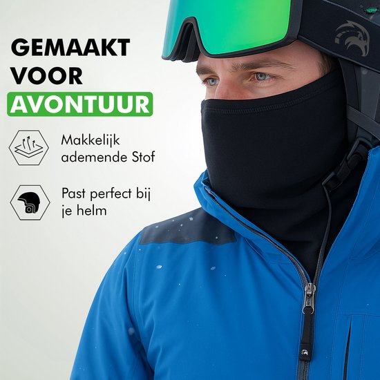 Travelhawk Neckwarmer - Hommes et femmes - Convient pour les sports d'hiver, la randonnée, le cyclisme et le scooter/moto - Écharpe à col roulé - Noir