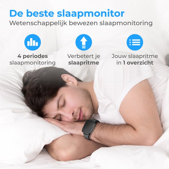 Nuvance - Smartwatch Hommes et Femmes avec Bluetooth - IP68 Waterproof - Convient à tous les Smartphones - Podomètre et moniteur de fréquence cardiaque - Noir