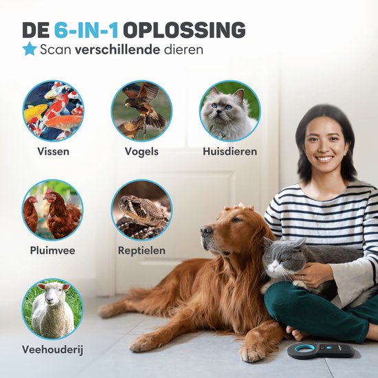 Vulpes Goods® Pets - Lecteur de puces - Lecteur de puces pour tous les animaux - Sac de transport inclus - ISO11784/85/FDX-B - Version PRO