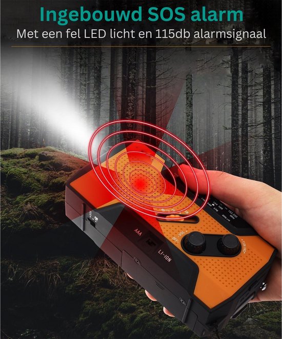 Radio d'urgence urbaine à remontoir et batterie - Radio solaire - Lampe de poche / banque d'énergie - Radio d'urgence solaire à remontoir