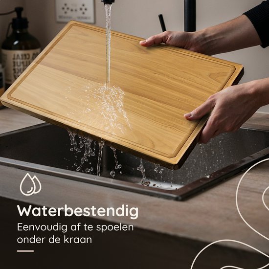 Deleca Planche à découper en teck - Double face avec tranchée à jus / poignées - Grande et épaisse planche à découper en teck - Pour la cuisine, planches à découper durables, planche de service, planche à fromage, planche à boissons, planche à tapas - San