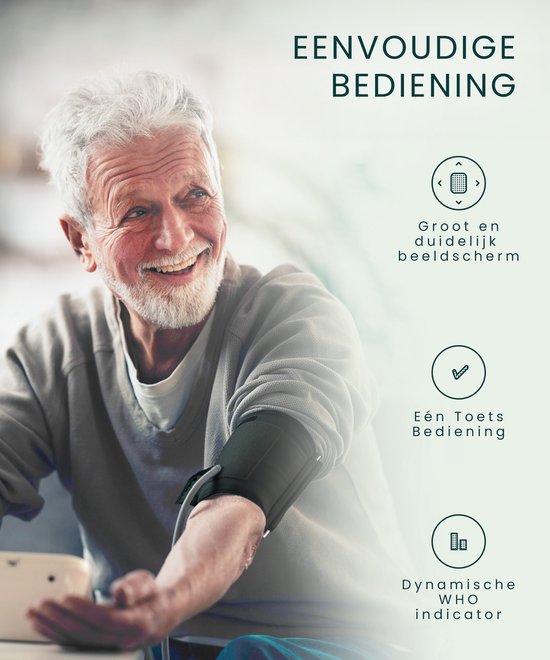 Bintoi® BX300 - Tensiomètre pour le bras - Cardiofréquencemètre - Sac de rangement et piles inclus - 2 utilisateurs