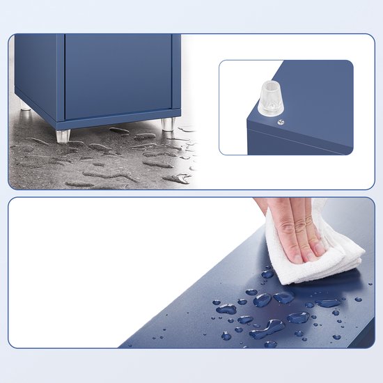 SoBuy Armoires de salle de bain hautes - Armoire de rangement avec étagères réglables et tiroir - Armoire colonne salle de bain - Bleu, 20x20x180cm, BZR34-II-B - pour salle de bain, salon, chambre à coucher