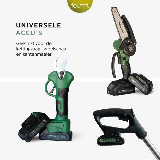 Mini tronçonneuse Mardin - Scie à branches électrique - Scie d'élagage - Scie à bois - Scie à main - Scie à arbre - Taille-haie - 2 piles - Coffret de rangement - Vert