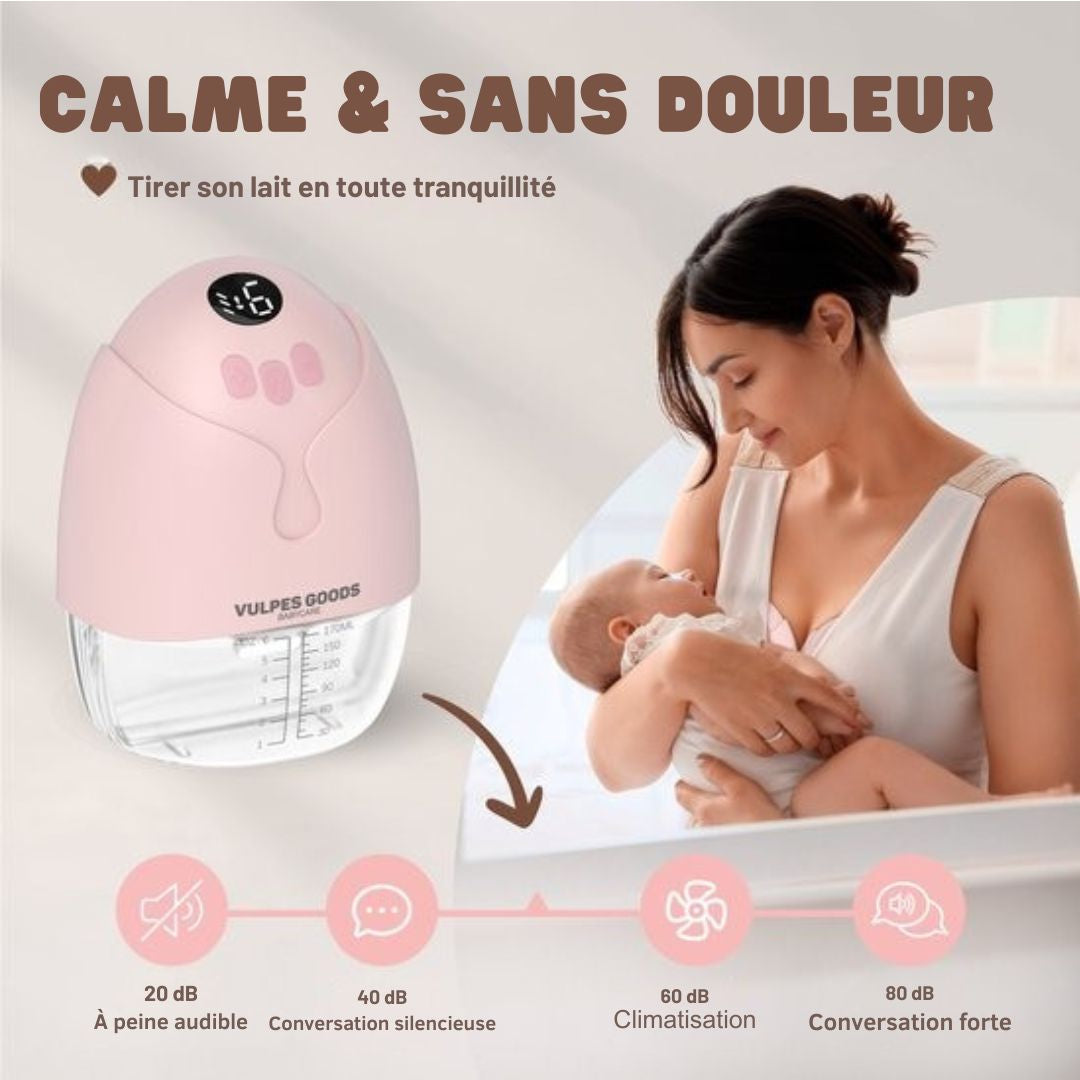 Tire-lait mains libres électrique sans fil - Vulpes Goods® BabyCare - Portable - 2 pièces - version MAX - rose