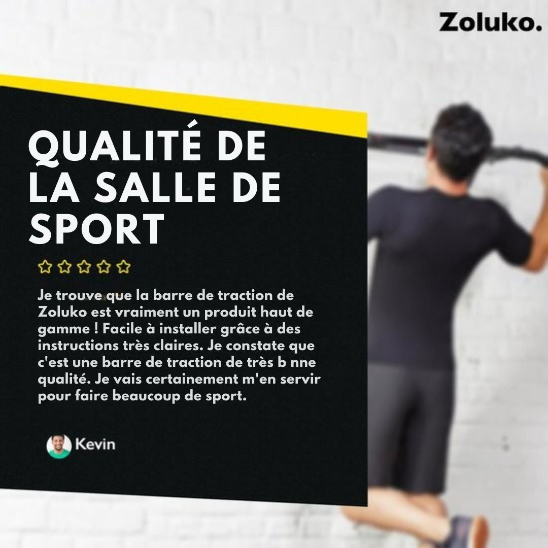 Barre de traction murale Zoluko Professional - Capacité de charge de 150 kg - E-book inclus - Montage facile - pour le sport à domicile - Noir
