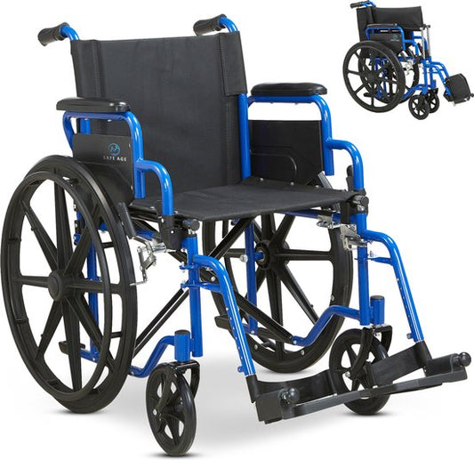 Fauteuil roulant Safelife - léger et pliable avec repose-pieds amovibles - accoudoirs pliables