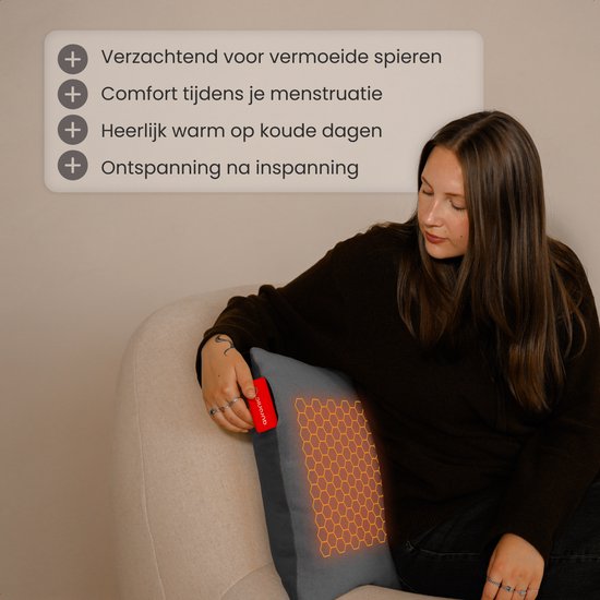 Auronic Heat Cushion - Classic - 45x60 - Sans fil - Rechargeable - Coussin électrique - Infrarouge - Anthracite