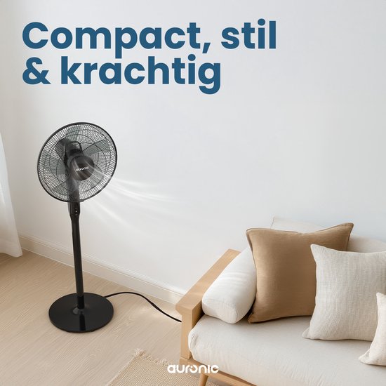 Auronic Tripod Fan - Ventilateur sur pied - Air Cooler - Ventilateur de sol et de table - 3-en-1 - 12 vitesses - Ventilateur silencieux - Ventilateur - Avec télécommande - Noir