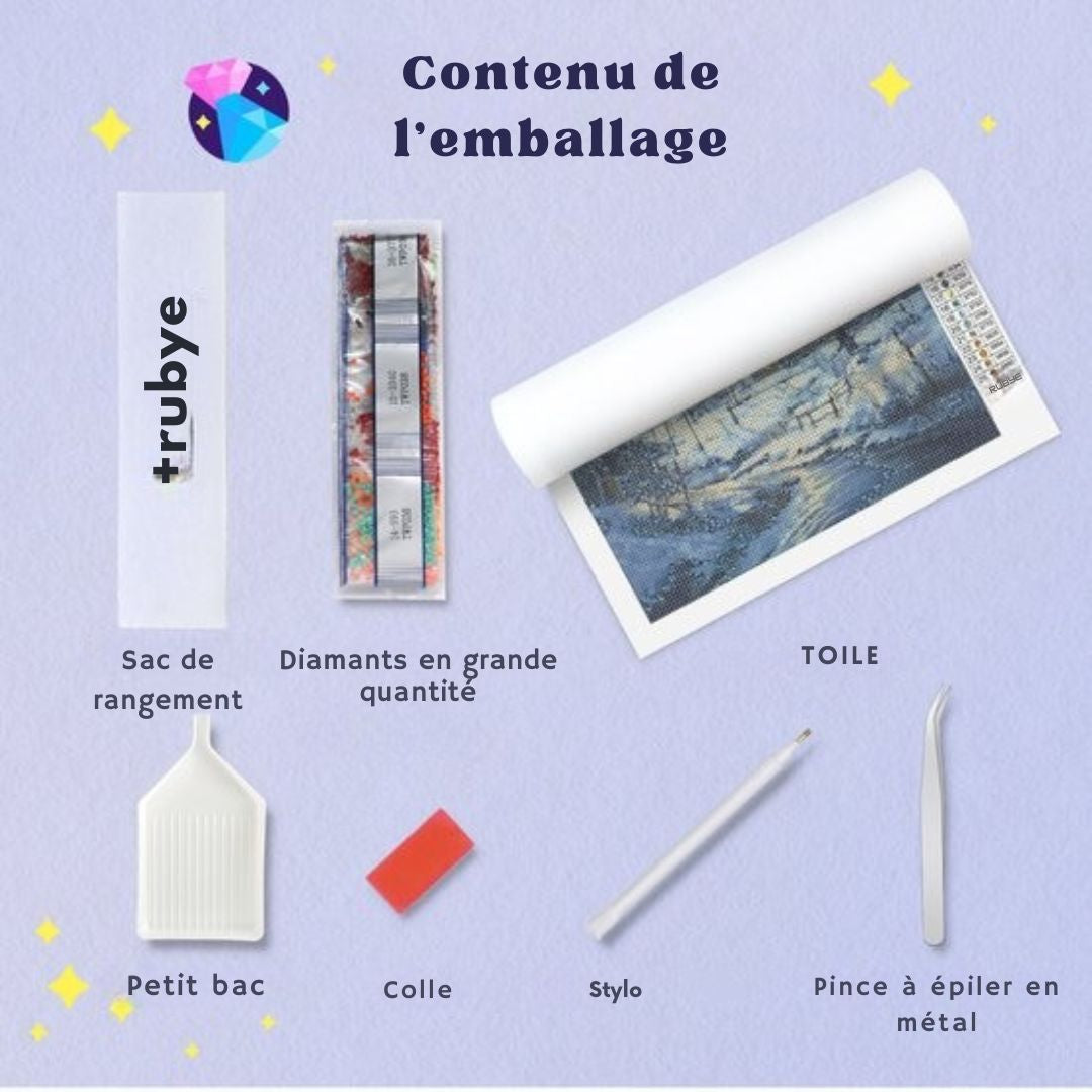 Peinture au diamant - Rubye® - Peinture au diamant adultes - enfants - Package peinture au diamant complet - Maison d'hiver -30x30cm