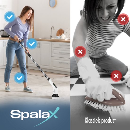Spalax Brosse de nettoyage électrique - Brosse à récurer - Autolaveuse - Autolaveuse avec manche