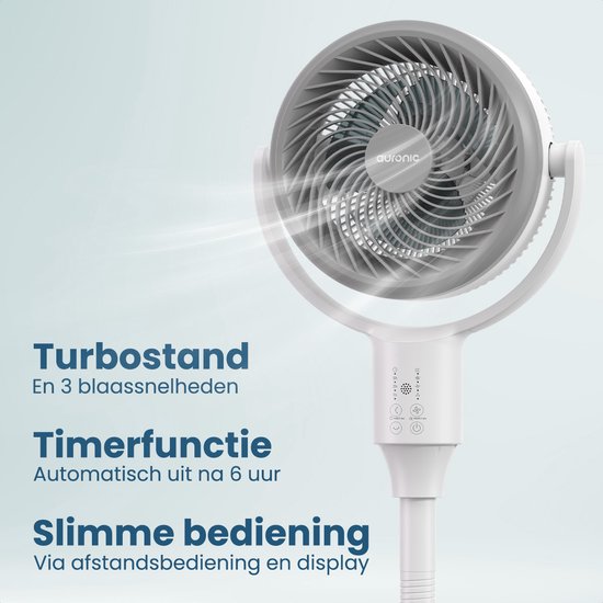 Auronic Ventilateur trépied - Ventilateur sur pied - Refroidisseur d'air - Ventilateur de sol et de table - Omni - 3 vitesses - Ventilateur silencieux - Ventilateur - Avec télécommande - Noir