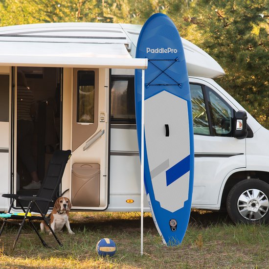 LifeGoods SUP Board All-round Compact - 100 KG Load Capacity - Inflatable - Complete SUP package - Blue