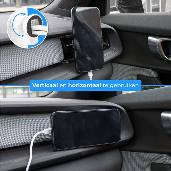 Nuvance - Supports de téléphone pour voiture - Convient pour MagSafe iPhone 12/13/14/15 - Support de téléphone avec chargeur sans fil - Supports de voiture magnétiques - Blanc