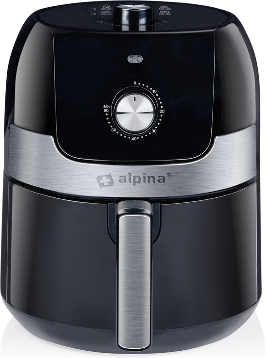 alpina Airfryer 3.5L - Friteuse à air chaud 2 à 3 personnes - Friteuse à air avec température réglable de 80 à 200°C - Four à air chaud Minuteur jusqu'à 60 minutes - 1400W - Noir