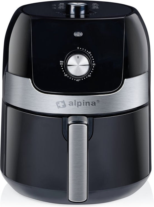 alpina Airfryer 3.5L - Friteuse à air chaud 2 à 3 personnes - Friteuse à air avec température réglable de 80 à 200°C - Four à air chaud Minuteur jusqu'à 60 minutes - 1400W - Noir