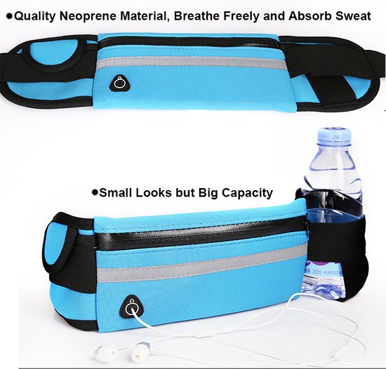 Ceinture de course Garpex® - Sac banane - Support de téléphone pour la course - Sac de course - Sac banane pour femmes et hommes - Course à pied - Taille unique - Noir