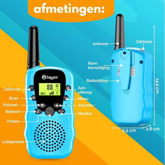 Squago Talkie Walkie 3 pièces - Pour enfants et adultes - WalkieTalkie
