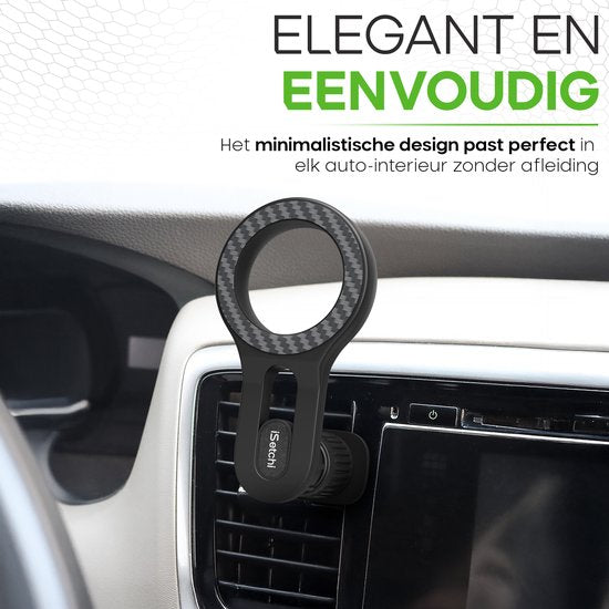 iSetchi MagSafe Phone Holder Car - Grille d'aération - Support pour téléphone portable - Support magnétique - Convient à l'iPhone 12/13/14/15/16 - Noir