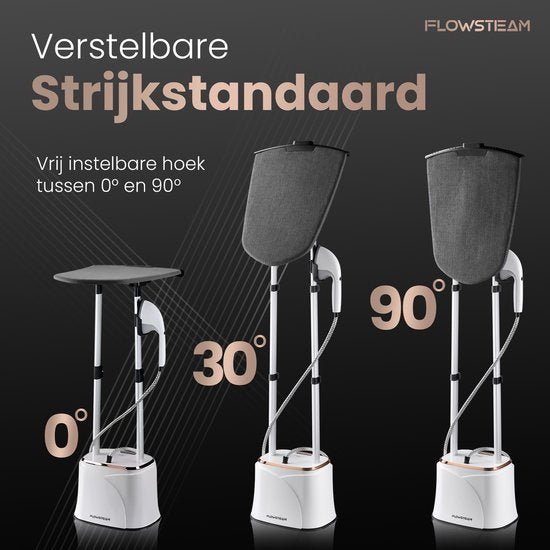 FLOWSTEAM® PRO Défroisseur à linge - Défroisseur à main - Nettoyeur vapeur - Défroisseur à linge - 150 minutes de vapeur - Cordon de 2,5 m - Blanc