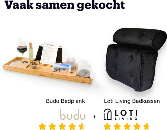 Loti Living Oreiller de bain - Oreiller de bain - Oreiller cervical de bain - Appui-tête de bain - Oreiller de bain avec ventouses - 6 ventouses - Oreiller cervical ergonomique - Antidérapant - Noir