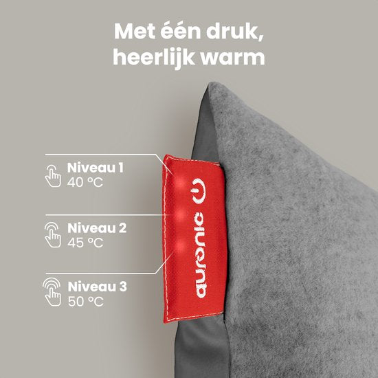 Auronic Heat Pillow - Classic - 45x45 - rechargeable sans fil - oreiller électrique - infrarouge - gris