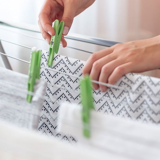 BRASQ Portoir à linge suspendu blanc - 5 mètres - Portoir à linge pour porte et balcon - Portoir à linge pliable - Portoir à linge mural - Portoir à linge suspendu - 53x71x27 cm