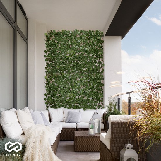 Infinity Goods Haie artificielle - extensible - 180 x 90 cm - Lierre artificiel - Plantes artificielles pour l'extérieur et l'intérieur - Imitation végétale - Lierre artificiel - Extensible - Paravent de jardin - Paravent de balcon