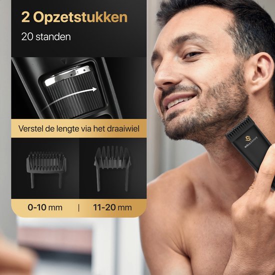 Wellshave Beard Trimmer Men Perfection - Tondeuse pour hommes - Tondeuse barbe et corps - Tondeuse cheveux hommes