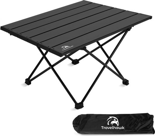 Travelhawk Table de camping pliable - Table de camping pliable - Table de camping - Table de camping légère - Table de pique-nique pour enfants - Noir - 68x40x40cm - Large