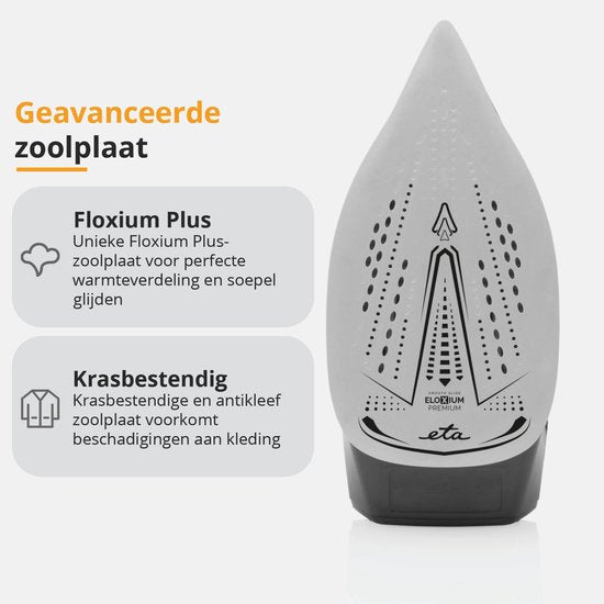 ETA Steamio Fer à repasser à vapeur avec réservoir d'eau et mode ECO - Fer à repasser avec générateur - Chauffe en 40 secondes - Anti-calcaire et anti-goutte - Noir/Or