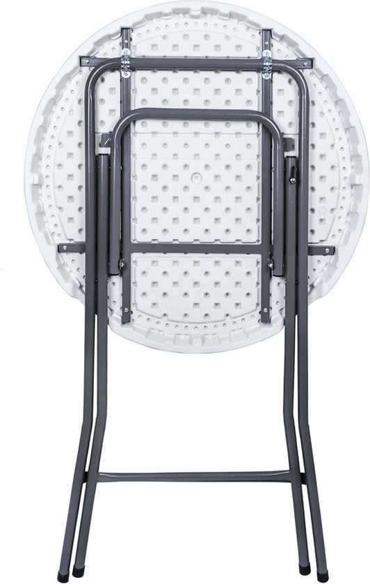 BRASQ Bartable Blanc/Gris ø80 x 110 cm - Table de bar - Table pliante - Pliable en plastique et métal pour l'intérieur et l'extérieur