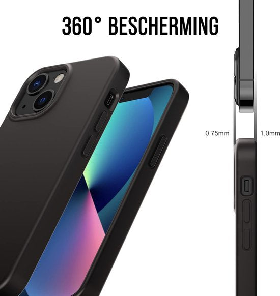 Podec Phone Case Suitable For iPhone 13 mini - Case And Screen Protector - Protective Glass - Black