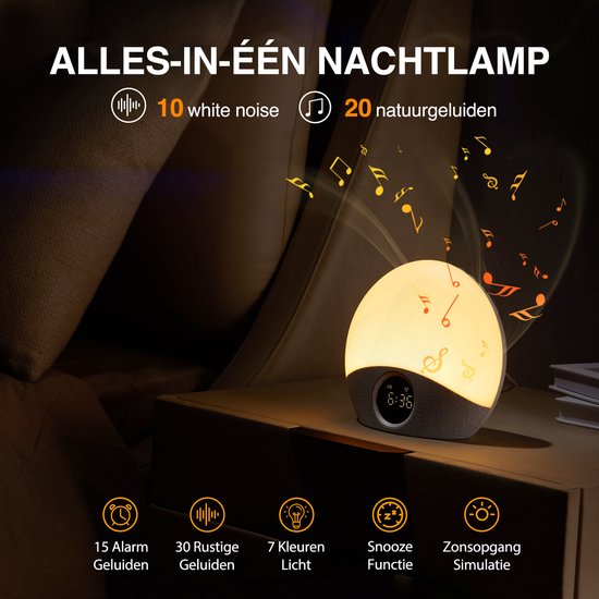 Swiftvein Solara Wake up Light - Réveil lumineux - Réveil numérique avec 30 sons