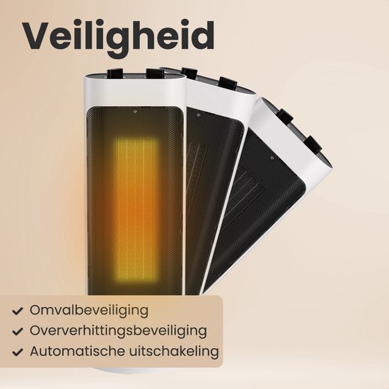 Auronic Fan Heater Pro - Chauffage céramique - Chauffage 2000W - Blanc