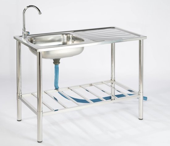 Camping/Extérieur Table en inox avec évier et robinet 100x77x50cm