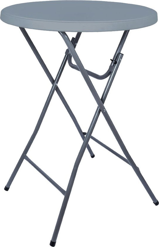 BRASQ Stand Table Gris ø80 x 110 cm - Table de bar - Table pliante - Pliable en plastique et métal pour l'intérieur et l'extérieur