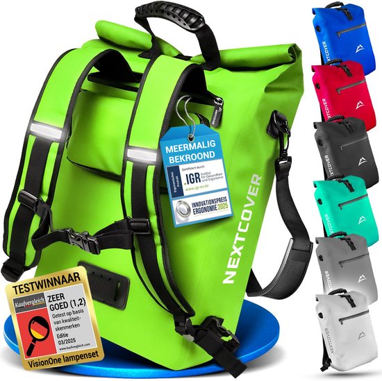 Nextcover 3in1 Bicycle Bag Single for Carrier [PVC free] | Waterproof Bicycle Bag, Backpack and Shoulder Bag 25L | Ideal for Laptop and Weekly Purchases | Bicycle Bag Single | Bicycle Bags
