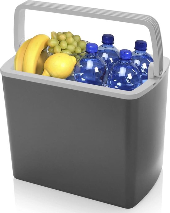 Tristar Coolbox KB-7424 - Glacière 22 litres - Légère avec poignée - Système de refroidissement thermoélectrique - Avec prise 12V pour le voyage et la voiture - Transformable en prise 230V - Gris