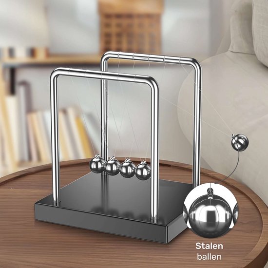Newton cradle XL - Pendule de Newton de haute qualité - Balles - Bureau - Décoration - Physique - Accessoires - Bureau