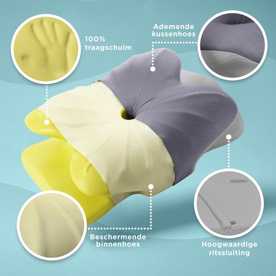 Oreiller en mousse à mémoire de forme CozySense® - Oreiller ergonomique en mousse à mémoire de forme - Oreiller papillon - Housse amovible et lavable - Dormeur sur le côté, sur le dos et sur le ventre