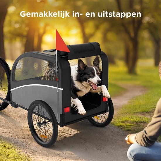 Trevopet® remorque vélo pour chien - remorque vélo pliable pour chien - remorque pour chien - convient aux vélos électriques - jusqu'à 40 kg - pour chiens de taille moyenne et grande - noir