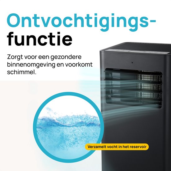 MOA Mobile Air Conditioner - 7 000 BTU - Climatiseur - télécommande - Classe énergétique A - Kits d'étanchéité pour fenêtres - Chambre à coucher - Salon - jusqu'à 60 m³ de refroidissement - ventilateur et déshumidificateur - Noir