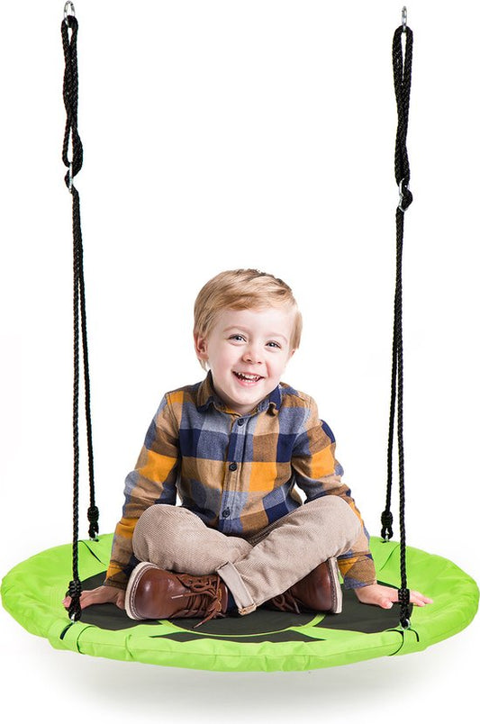 Balançoire à litière Jouet d'extérieur 100 cm vert - Balançoire pendulaire - Balançoire nid - Balançoire ronde - Nid de brebis - Charge 100 kg - Pour enfants et adultes